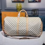 Louis Vuitton Keepall Bandouliere 55 Travel Bag 21.7in/ 55cm Damier Azur Gold Hardware N41429 - Image 4