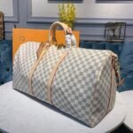 Louis Vuitton Keepall Bandouliere 55 Travel Bag 21.7in/ 55cm Damier Azur Gold Hardware N41429 - Image 11