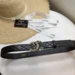 Chanel Quilted Belt With Double C Buckle Black with Gold mix Black Hardware Women Belt - Image 4