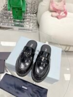 Prada Chocolate Brushed Mules Black For Women 1.6in/40mm PRD - Image 6