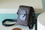 Louis Vuitton S-Lock Vertical Wearable Crossbody Bag Monogram Macassar Black For Men 7.5in/19cm LV M81522