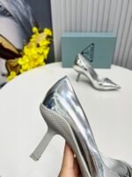 Prada Brushed Slingback Pumps Silver For Women PRD - Image 6