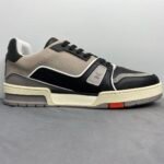 Louis Vuitton Trainer Sneaker Mix Of Materials Black For Men LV - Image 6