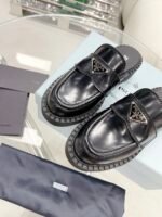 Prada Chocolate Brushed Mules Black For Women 1.6in/40mm PRD - Image 3