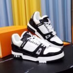Louis Vuitton Trainer Sneaker Mix Of Materials Black/White For Men LV