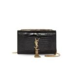 Saint Laurent Kate Medium Chain Bag With Tassel In Embossed Crocodile Black 354119DND0J1000
