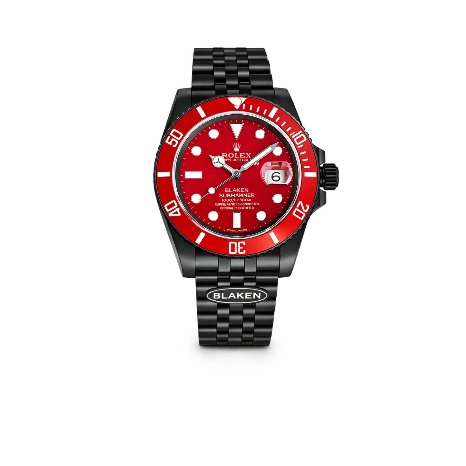 Blaken-Rolex-Submariner-E28093Re-Dial-Red-Bezel-Edition-10.jpg Rolex Watch Blaken Daytona Submariner Red Dial And Red Bezel Edition 40mm - Image 1