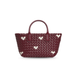 Bottega Veneta Mini Cabat Top Handle Bag 7.9in/ 20cm Barolo/ White For Women Gold Hardware 818017V52B12352