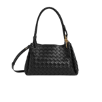 Bottega Veneta Parachute Medium Shoulder Bag 11.6in/ 29.5cm Black Gold Hardware For Women 835921VCPPT1019