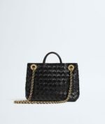 Bottega Veneta Andiamo Small Top Handle Bag 9.8in/ 25cm Black Gold Hardware For Women 786008VCPP11019 - Image 5