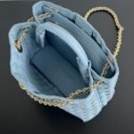 Bottega Veneta Andiamo Small Top Handle Bag 9.8in/ 25cm Blue Gold Hardware For Women 786008VCPP11728 - Image 8