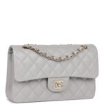 Chanel Small Classic Double Flap Crossbody Bag 9.1in/ 23cm Grey Gold Hardware For Women - Image 2