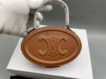 [True-to-ORIGINAL] Celine Oval Minaudiere Cuir Triomphe Brown For Women 6in/11.5cm - 198613DU6.04LU - Image 3