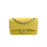 Chanel 11.12 Classic Double Flap Crossbody Bag 10in/ 25.5cm Yellow Silver Hardware For Women