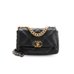 Chanel 19 Crossbody Bag 10.1in/ 26cm Black Gold Hardware For Women AS1160
