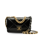 Chanel 19 Wallet On Chain Crossbody Bag 7.5in/ 19cm Black Gold Hardware For Women AP3267 B04852 94305