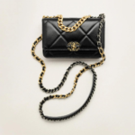 Chanel 19 Wallet On Chain Crossbody Bag 7.5in/ 19cm Black Gold Hardware For Women AP3267 B04852 94305 - Image 3