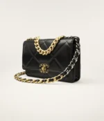 Chanel 19 Wallet On Chain Crossbody Bag 7.5in/ 19cm Black Gold Hardware For Women AP3267 B04852 94305 - Image 4