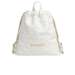 Chanel 22 Large Backpack 20in/ 51cm White Gold Hardware For Women AS3313 B08037 10601
