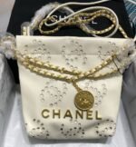Chanel 22 Mini Shoulder Bag 7.5in/ 19cm White Gold Hardware For Women AS3980-B19648-10601 - Image 4