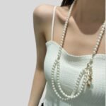Chanel 24 Milky White Heart Shaped Pearl Waist Necklace For Women - Image 8