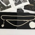Chanel 24 Milky White Heart Shaped Pearl Waist Necklace For Women - Image 2
