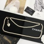 Chanel 24 Milky White Heart Shaped Pearl Waist Necklace For Women - Image 5