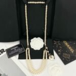 Chanel 24 Milky White Heart Shaped Pearl Waist Necklace For Women - Image 6