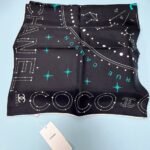 Chanel 25C Coco Square Scarf Black For Women 35.4in/90cm - Image 4