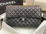 Chanel Classic Maxi Jumbo XL Crossbody Bag 13.8in/ 35cm Black Silver Hardware For Women - Image 3