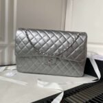 Chanel Classic Maxi Jumbo XL Crossbody Bag 13.8in/ 35cm Grey Silver Hardware For Women - Image 4