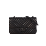 Chanel Chevron Classic Crossbody Bag 10.2in/ 26cm Black For Women