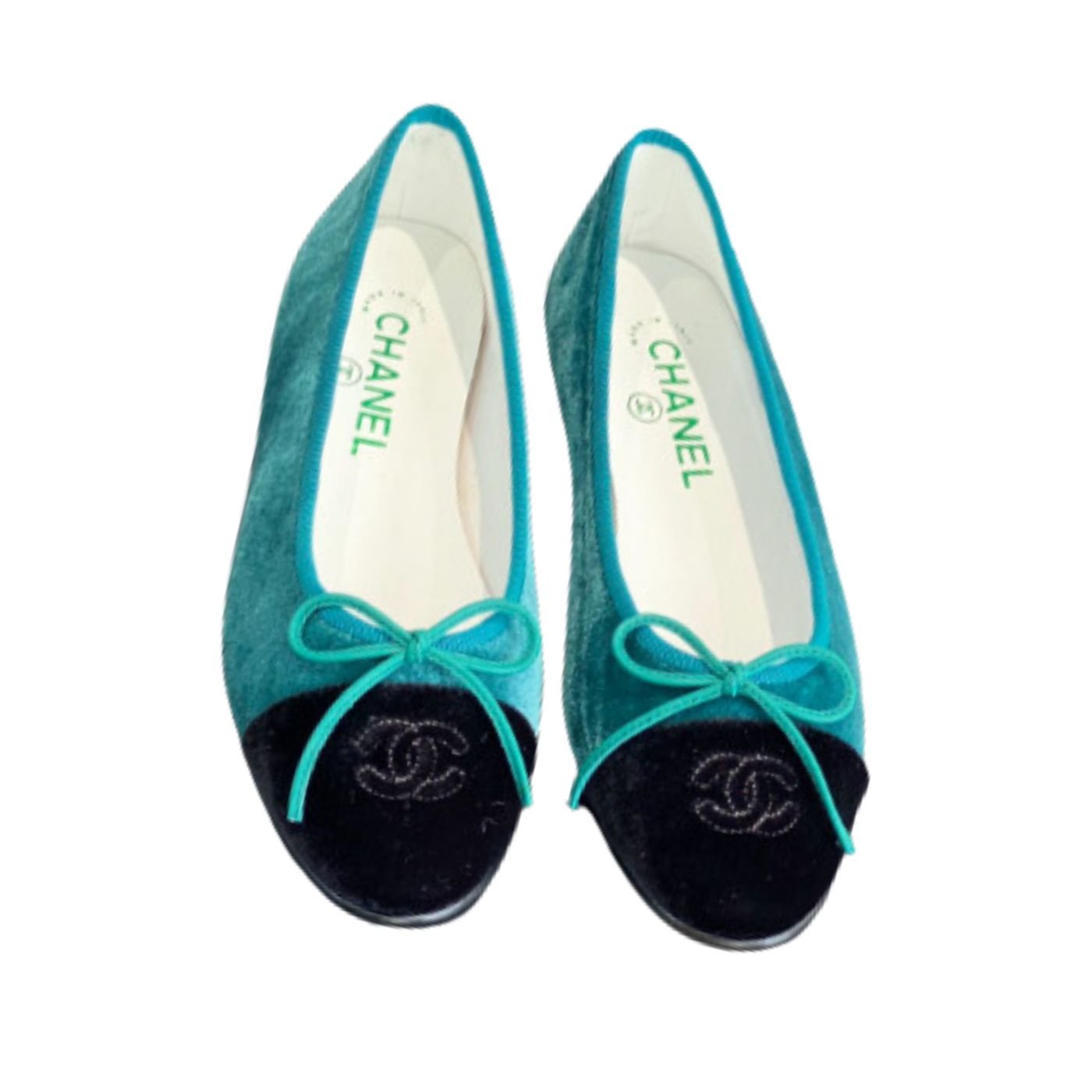 xr:d:DAFjitk7JkQ:1510,j:4904823477068115851,t:23092007 Chanel Ballet Flats Green For Women - Image 1
