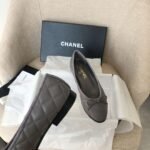 Chanel Ballet Flats Dark Grey For Women - Image 4