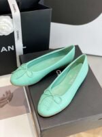 Chanel Ballet Flats Jade Green For Women - Image 6