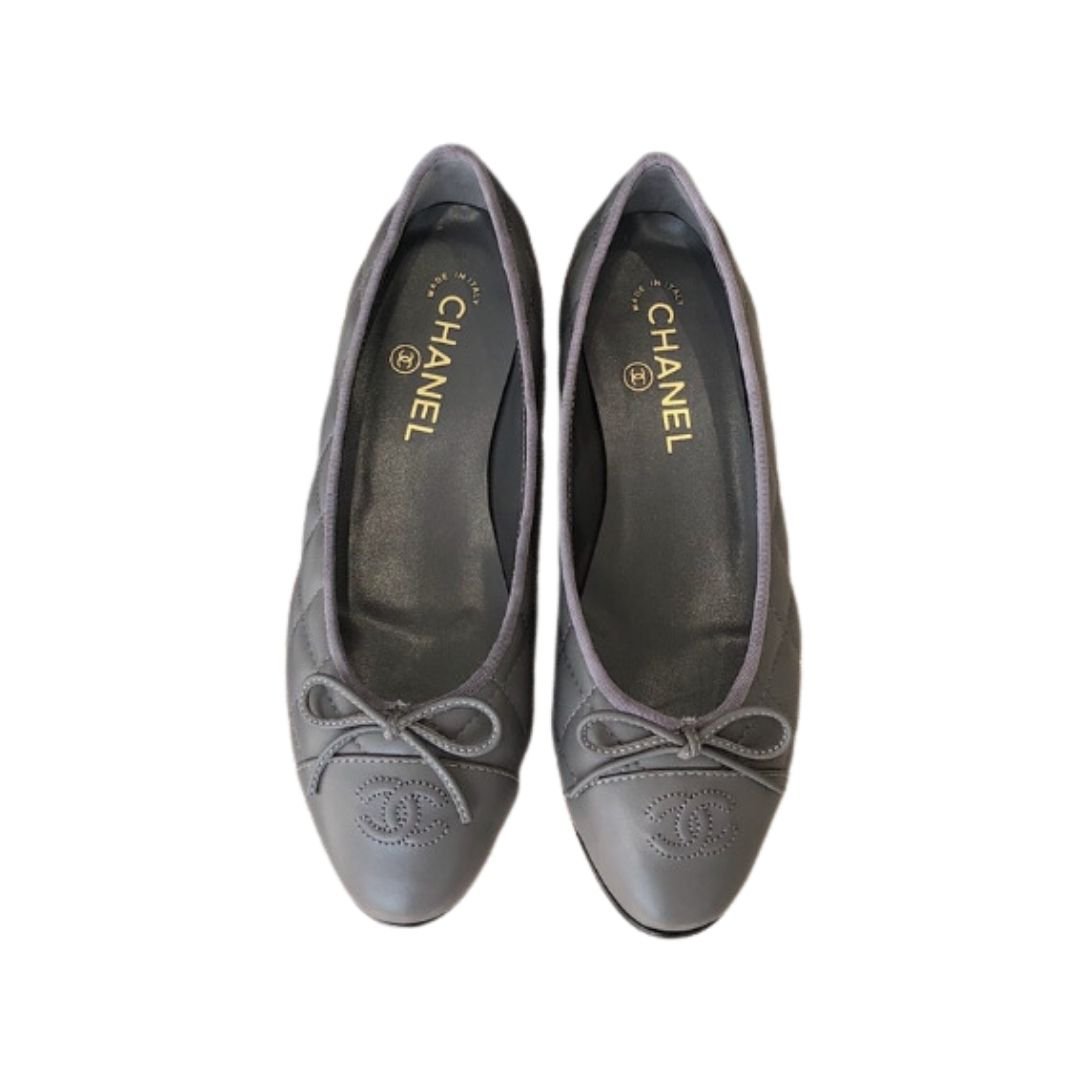 Chanel-Ballet-Flats-7-29.jpg Chanel Ballet Flats Dark Grey For Women - Image 1