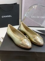 Chanel Ballet Flats Gold For Women - Image 4