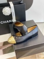 Chanel Ballet Flats Black/Gold For Women - Image 9