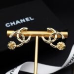 Chanel CC Logo Earrings With Camellia Flower Detail Gold For Women - Image 4