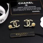 Chanel CC Logo Earrings With Camellia Flower Detail Gold For Women - Image 6