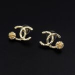 Chanel CC Logo Earrings With Camellia Flower Detail Gold For Women - Image 3