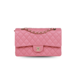 Chanel Classic Double Flap Bag Medium Crossbody 10in/ 25.5cm Dark Pink Gold Hardware For Women