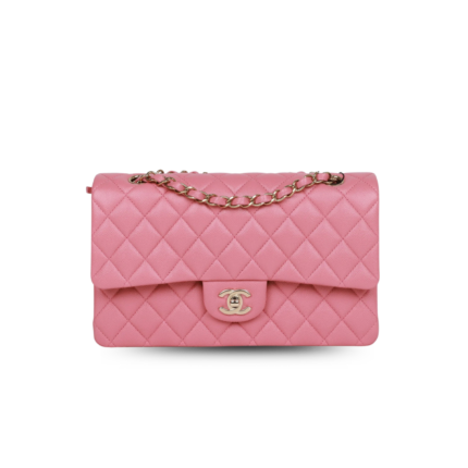 Chanel Classic Double Flap Bag Medium Crossbody 10in/ 25.5cm Dark Pink Gold Hardware For Women