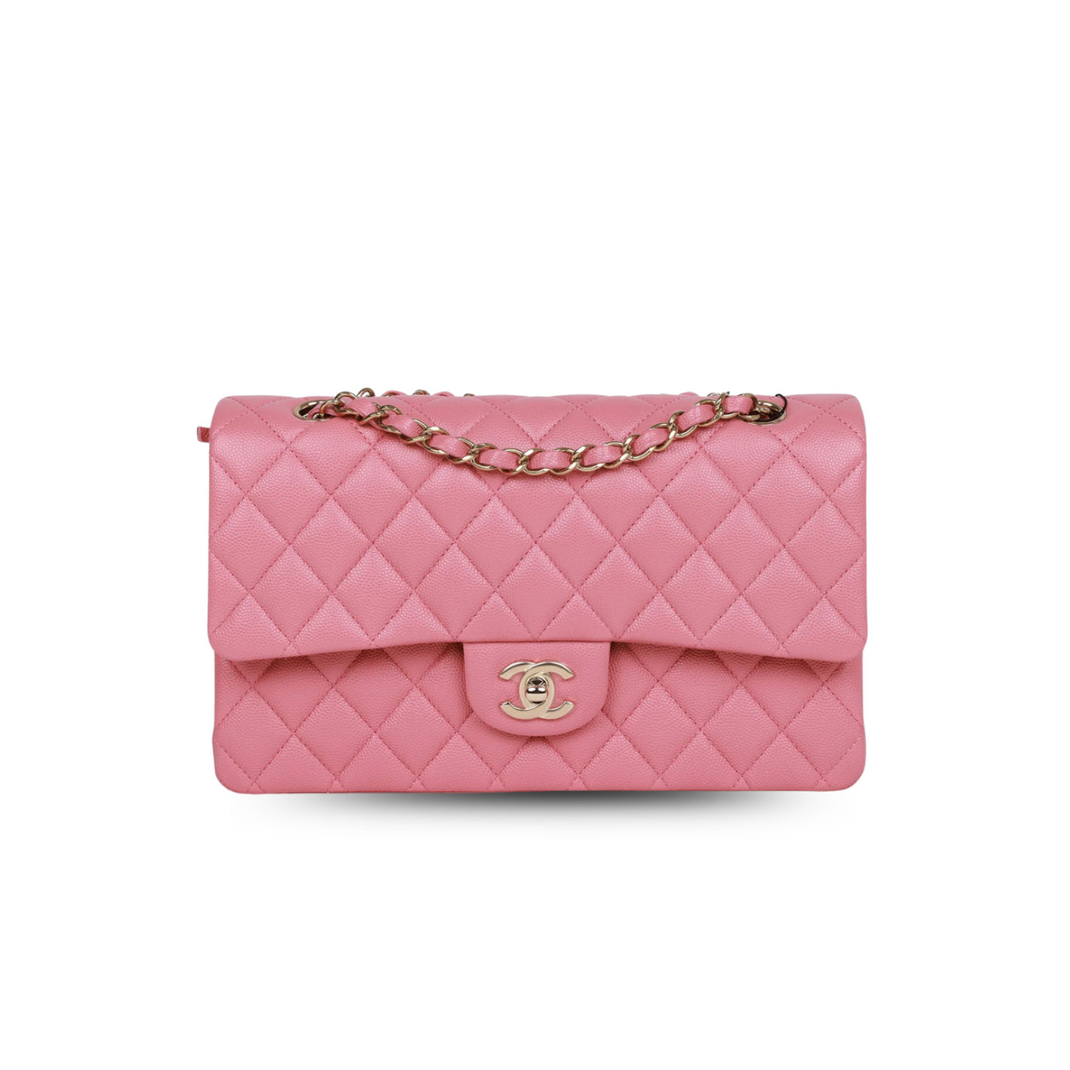 Chanel-Classic-Double-Flap-Bag-Medium-Crossbody-10in-25.5cm-Dark-Pink-Gold-Hardware-For-Women.png Chanel Classic Double Flap Bag Medium Crossbody 10in/ 25.5cm Dark Pink Gold Hardware For Women - Image 1