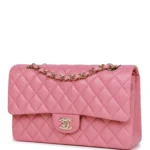 Chanel Classic Double Flap Bag Medium Crossbody 10in/ 25.5cm Dark Pink Gold Hardware For Women - Image 4