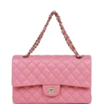 Chanel Classic Double Flap Bag Medium Crossbody 10in/ 25.5cm Dark Pink Gold Hardware For Women - Image 2
