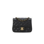 Chanel Classic Flap Bag Mini Crossbody 6.7in/ 17cm Black Gold Hardware For Women
