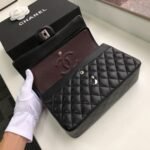 Chanel Classic Double Flap Bag Medium Crossbody 9.9in/ 25.5cm Black Silver Hardware For Women A01112 - Image 6