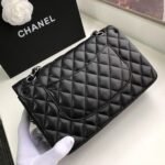 Chanel Classic Double Flap Bag Medium Crossbody 9.9in/ 25.5cm Black Silver Hardware For Women A01112 - Image 4