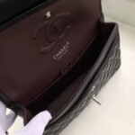Chanel Classic Double Flap Bag Medium Crossbody 9.9in/ 25.5cm Black Silver Hardware For Women A01112 - Image 8